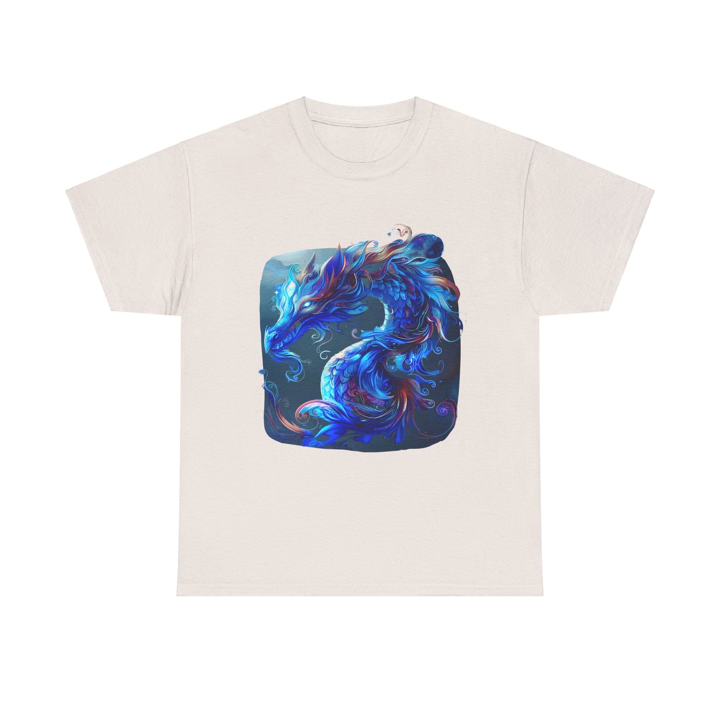 Blue Water Dragon Graphic Tee - Dragons T-shirt -  Dragon Lovers Unisex Heavy Cotton Tee T-Shirt