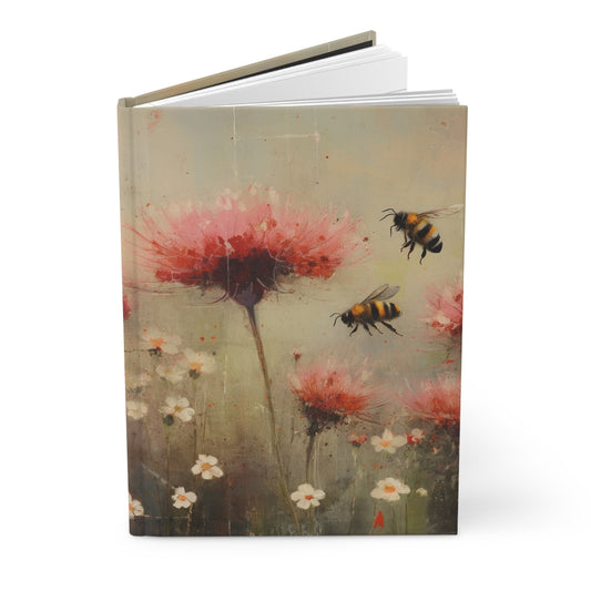 Bees in a Flower Garden, Spring Bee Lovers Gift Hardcover Journal Matte Bee Conservation Save the Bees