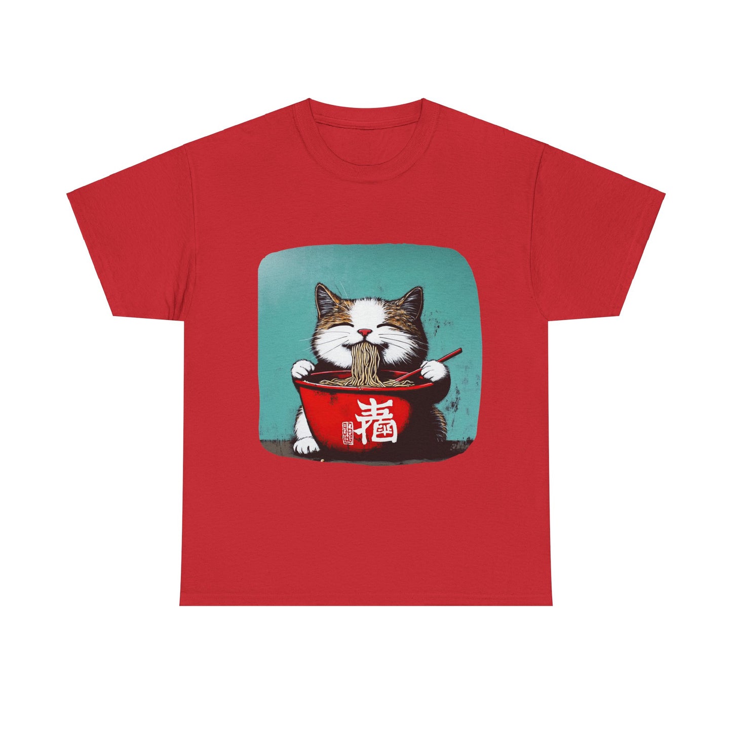 Ramen Cat, Cats and Ramen, Ramen Art Gift   -  Cute Cats Unisex Heavy Cotton Tee T-Shirt