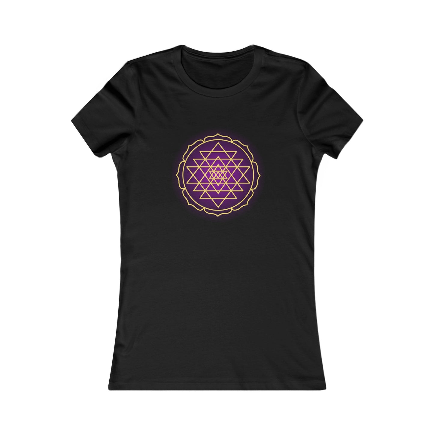 Sri Yantra - Purple Glow - Shree Yantra, Shri Chakra, Nava Chakra Shirt, Yoga Tees, Yoga Graphic T-shirt, Ladies Cut Graphic Tees