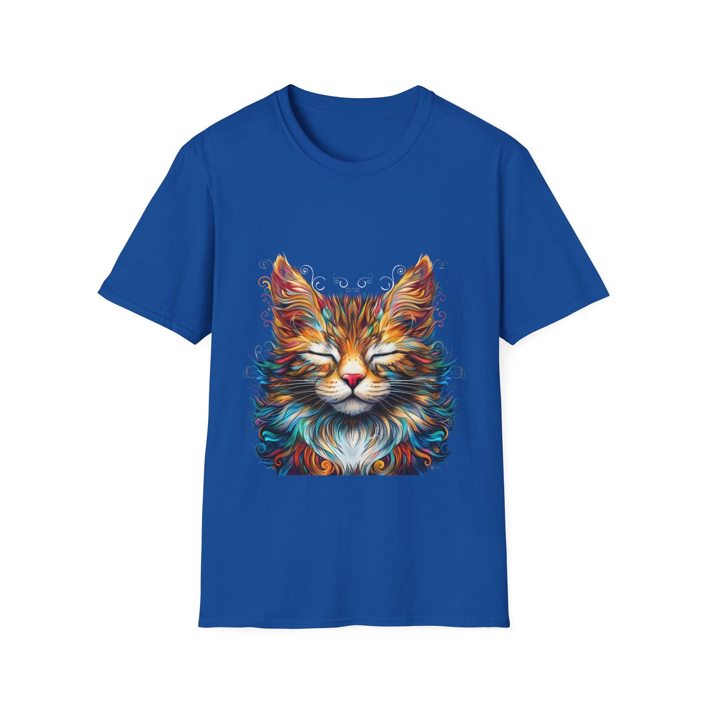 Chill Vibe Meditating Cat Shirt, Cat Lover's Graphic Tee Graphic Unisex T- Shirt, T-Shirt Cat Lovers Gift  Softstyle T-Shirt Tee Teeshirt Stylized Cat