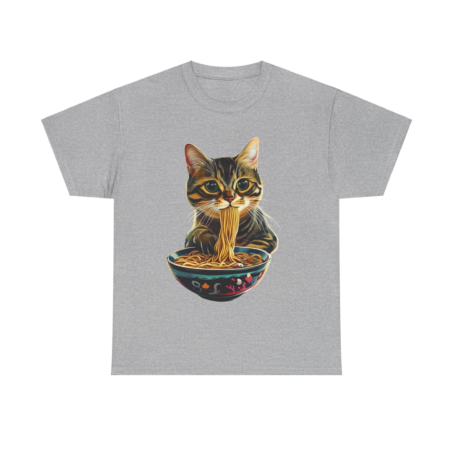 Ramen Cat (Ver 3) Cats and Ramen, Ramen Art Gift   -  Cute Cats Unisex Heavy Cotton Tee T-Shirt