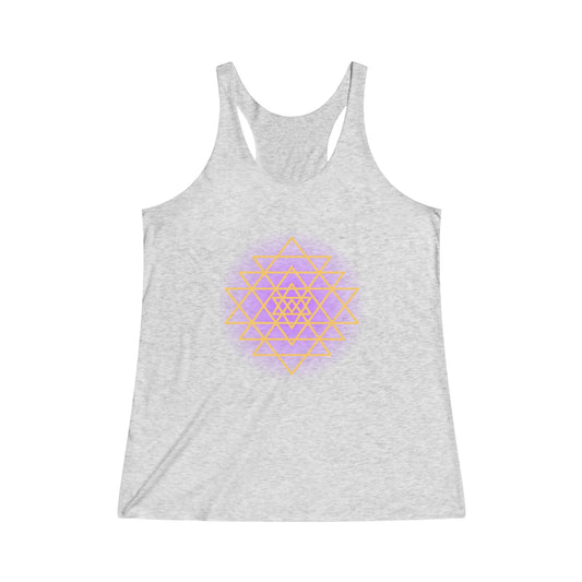 Sri Yantra, Purple Glow -Sacred Geometry - Shree Yantra, Shri Chakra, Nava Chakra, Yoga Tank Tee, Women's Yoga  Athletic Racerback Tank Top Shirt