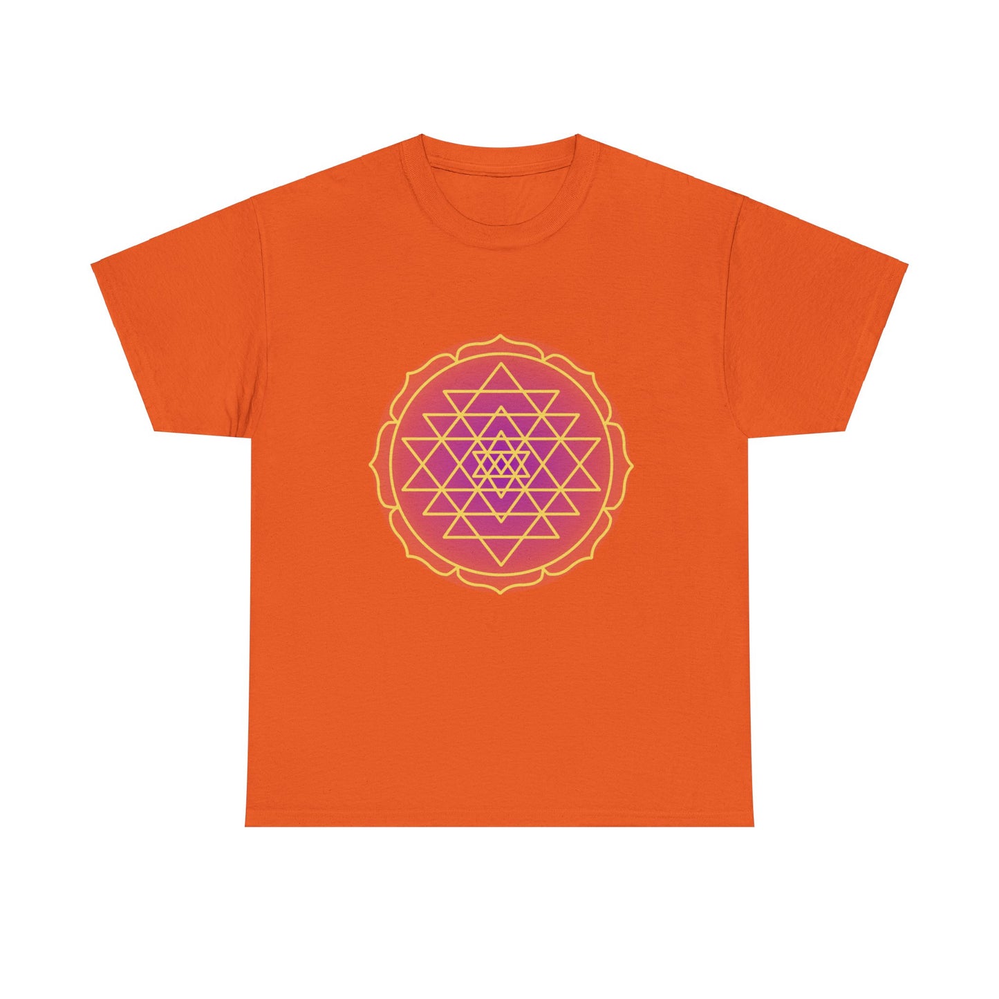 Sri Yantra, Purple Glow, Shree Yantra, Shri Chakra  Nava Chakra Shirt - Graphic Tee - Yoga, Zen, Hindu Gifts Unisex Heavy Cotton Graphic Tee T-Shirt