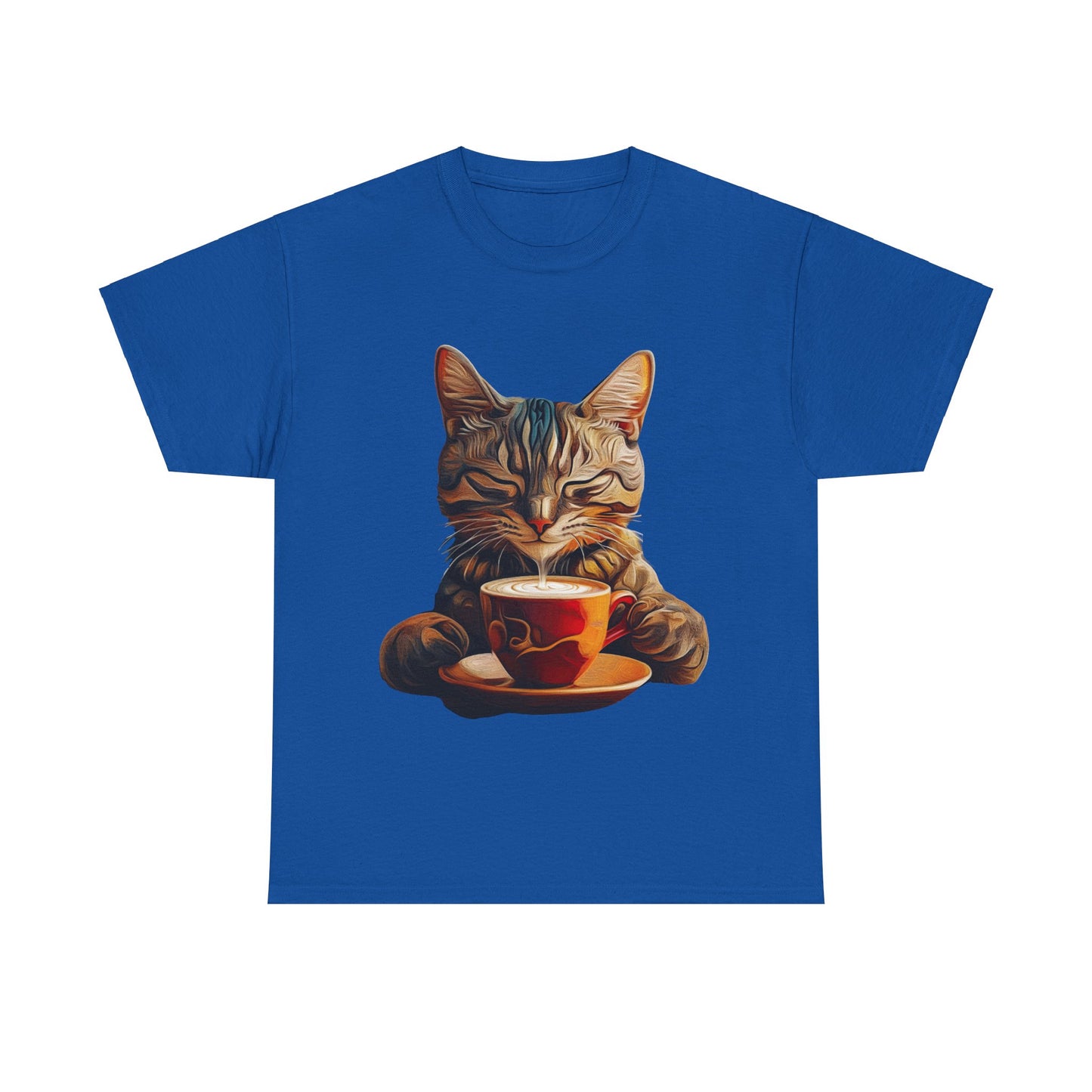 Coffee Cat - (V3)  Cats and Coffee , Tea Shirt - T-shirt Coffee Lover   - Cat Lover Unisex Heavy Cotton Tee T-Shirt