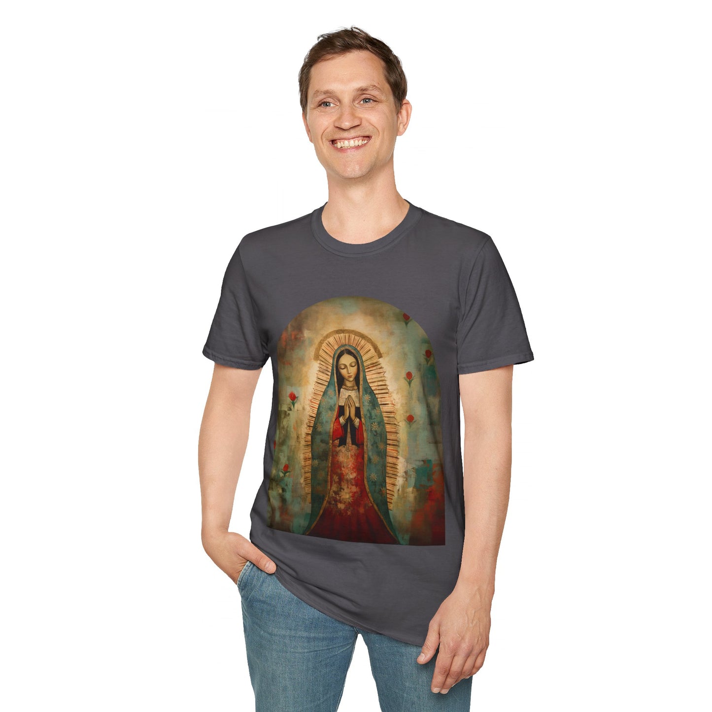 Our Lady Guadalupe Version 2 Mens Woman's Unisex Shirt Softstyle T-Shirt Teeshirt