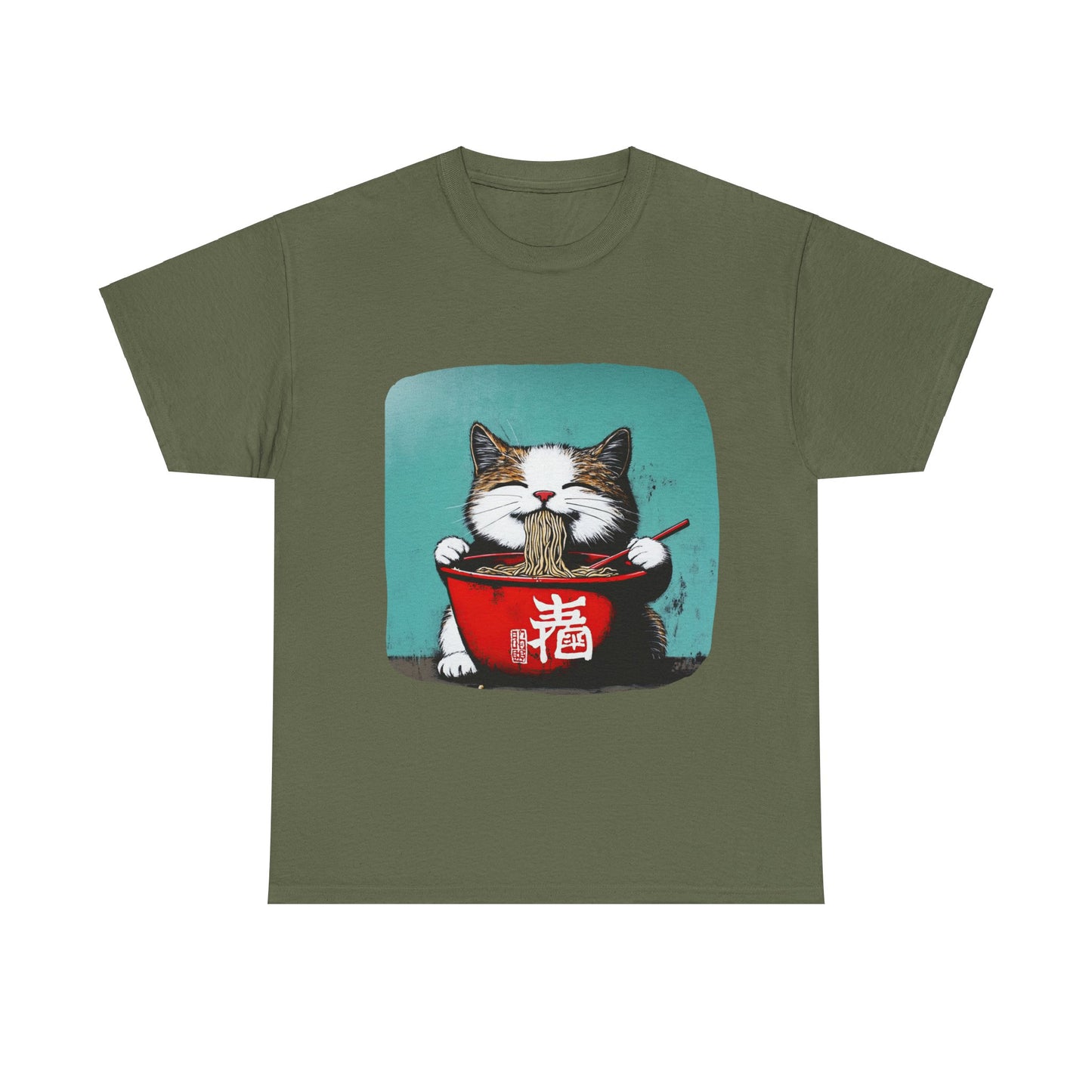 Ramen Cat, Cats and Ramen, Ramen Art Gift   -  Cute Cats Unisex Heavy Cotton Tee T-Shirt