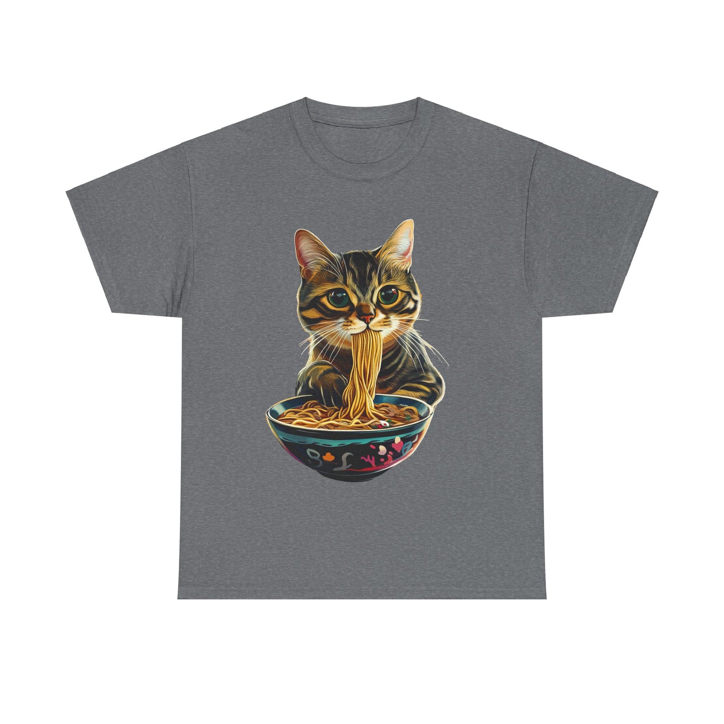 Ramen Cat (Ver 3) Cats and Ramen, Ramen Art Gift   -  Cute Cats Unisex Heavy Cotton Tee T-Shirt