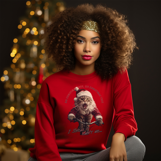 Christmas Cat, Cats on Bikes, Christmas Caroling Cats - Unisex Long Sleeve Jersey Cotton Shirt Mens Women's Cat Gift Oh Christmas Tree