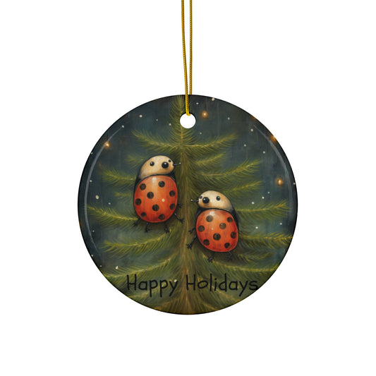 Adorable Lady Bug Christmas Tree Ornament,  Lady Bugs Gift Ceramic Lady Bug Ornament Brings Good Luck Charm