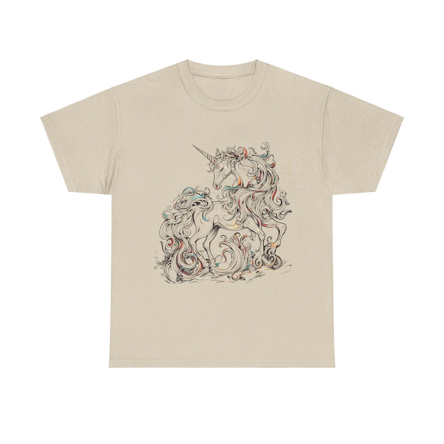 Sketch Style Unicorn Lovers Graphic Tee Unisex Heavy Cotton Tee T-Shirt