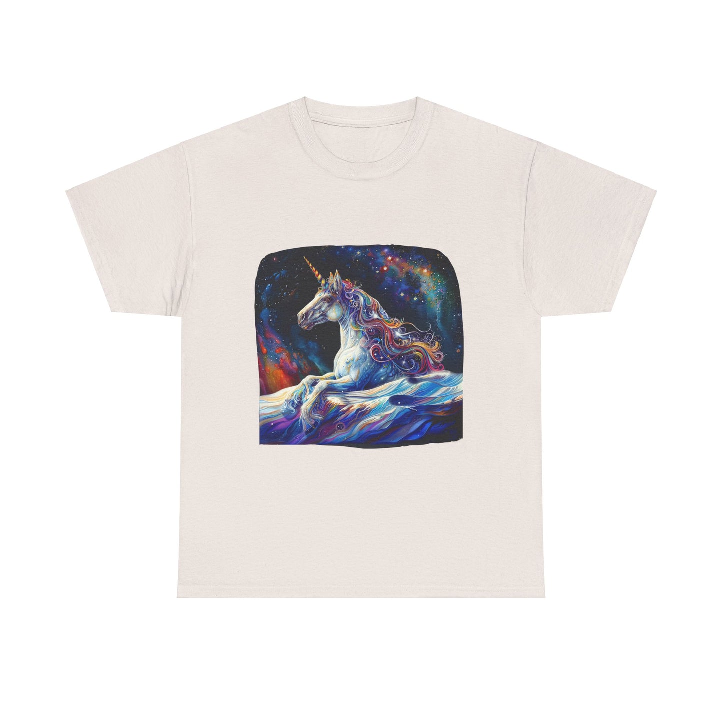 Watery Waves, Rainbow Unicorn - Starry Skies Unicorn Graphic Tee T-shirt -  Unicorn Lovers Unisex Heavy Cotton Tee T-Shirt