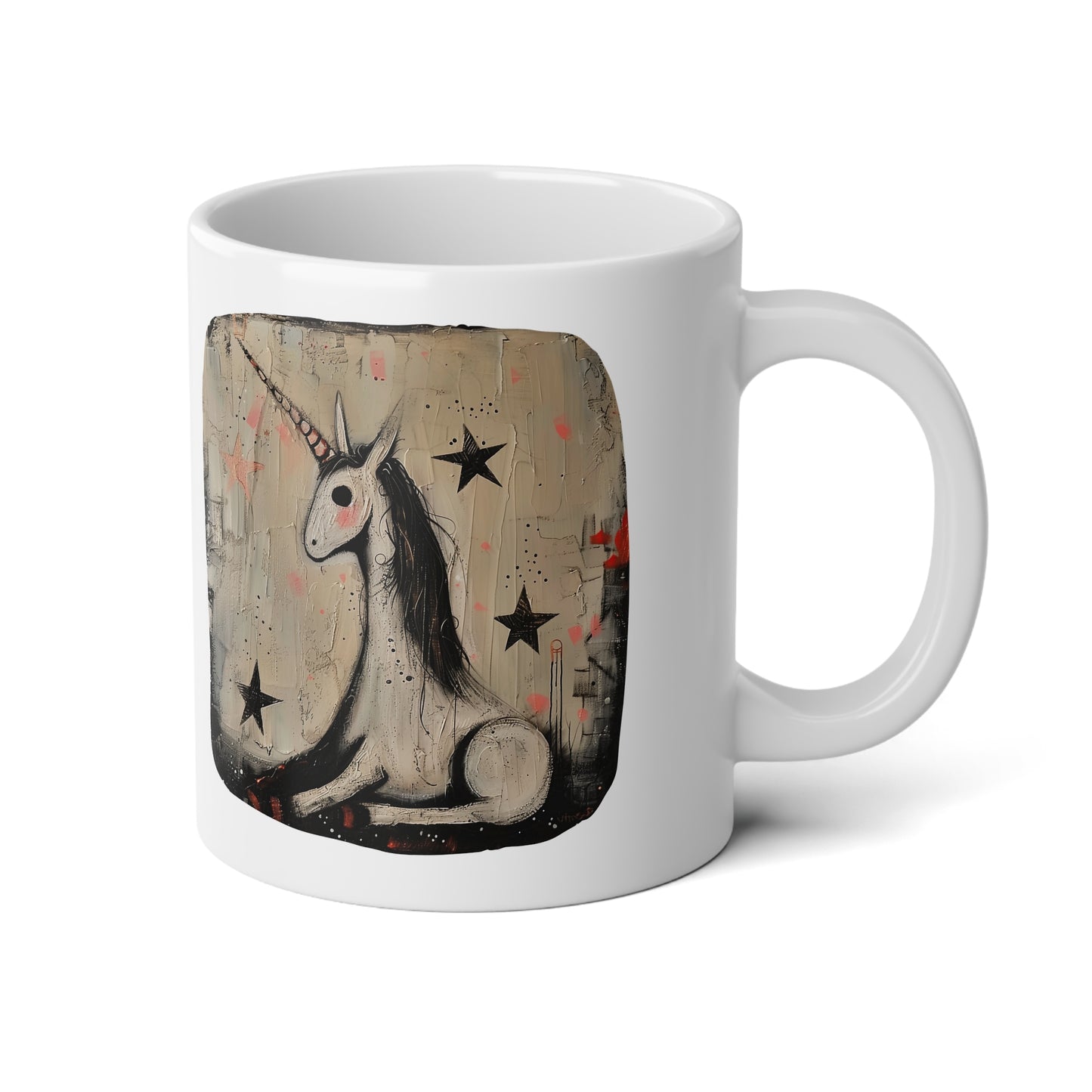 Dark Enchantment Twilight Unicorn, Noir Fantasy Graphic Art , Goth, Punk, Dark Unicorn Mug Large Size Jumbo Mug, 20oz -