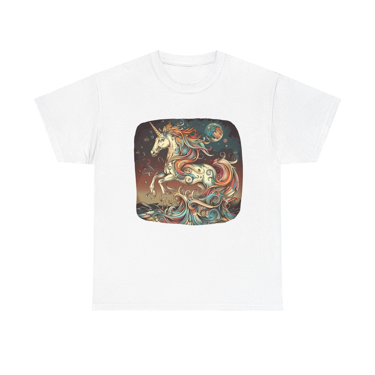 Beach Vibes Unicorn -  Unicorn Lovers Graphic Tee Unisex Heavy Cotton Tee T-Shirt