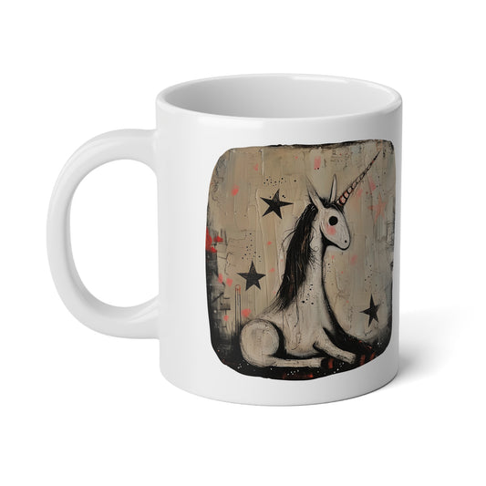 Dark Enchantment Twilight Unicorn, Noir Fantasy Graphic Art , Goth, Punk, Dark Unicorn Mug Large Size Jumbo Mug, 20oz -