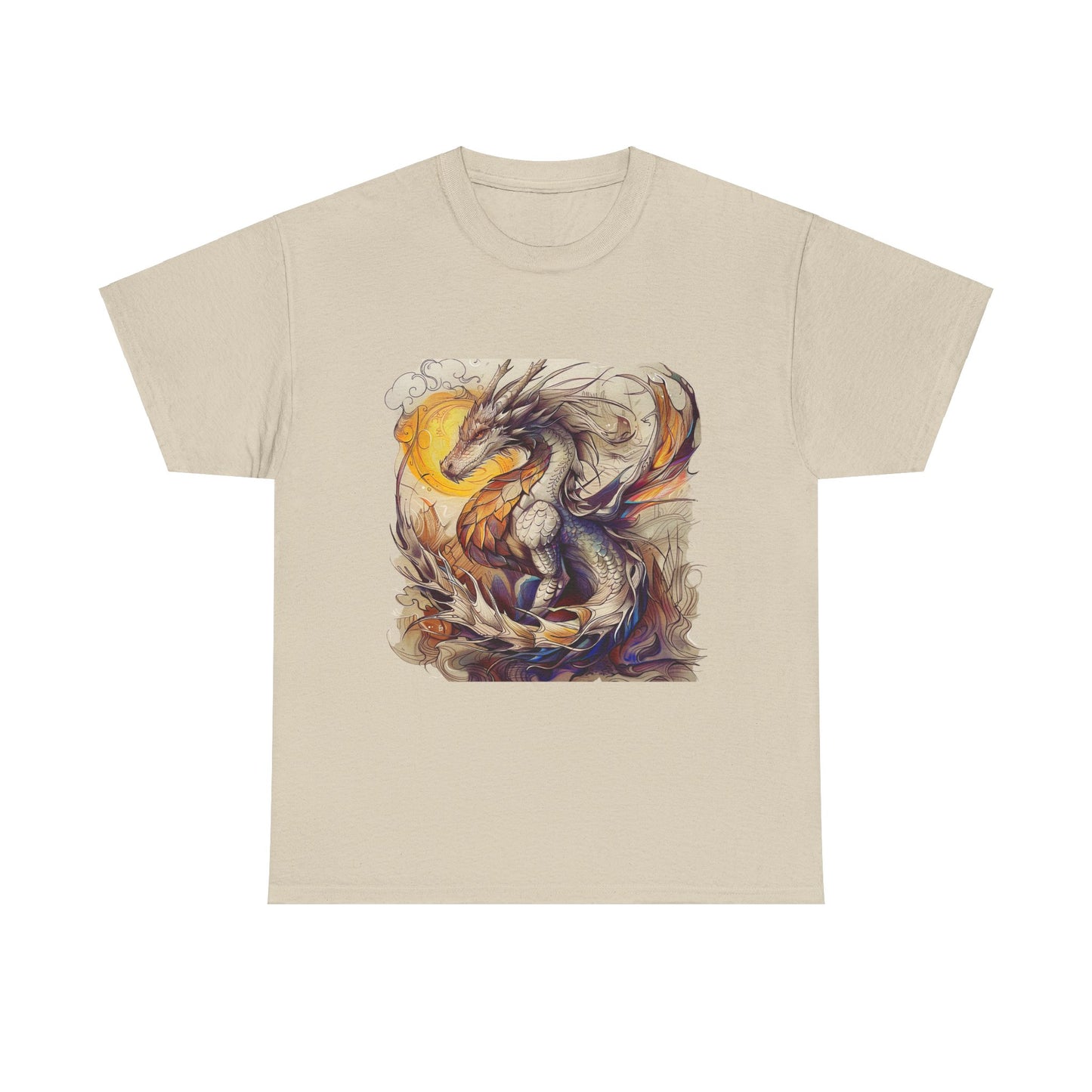 White Light Dragon Graphic Tee - Dragon T-shirt -  Dragon Lovers Unisex Heavy Cotton Tee T-Shirt