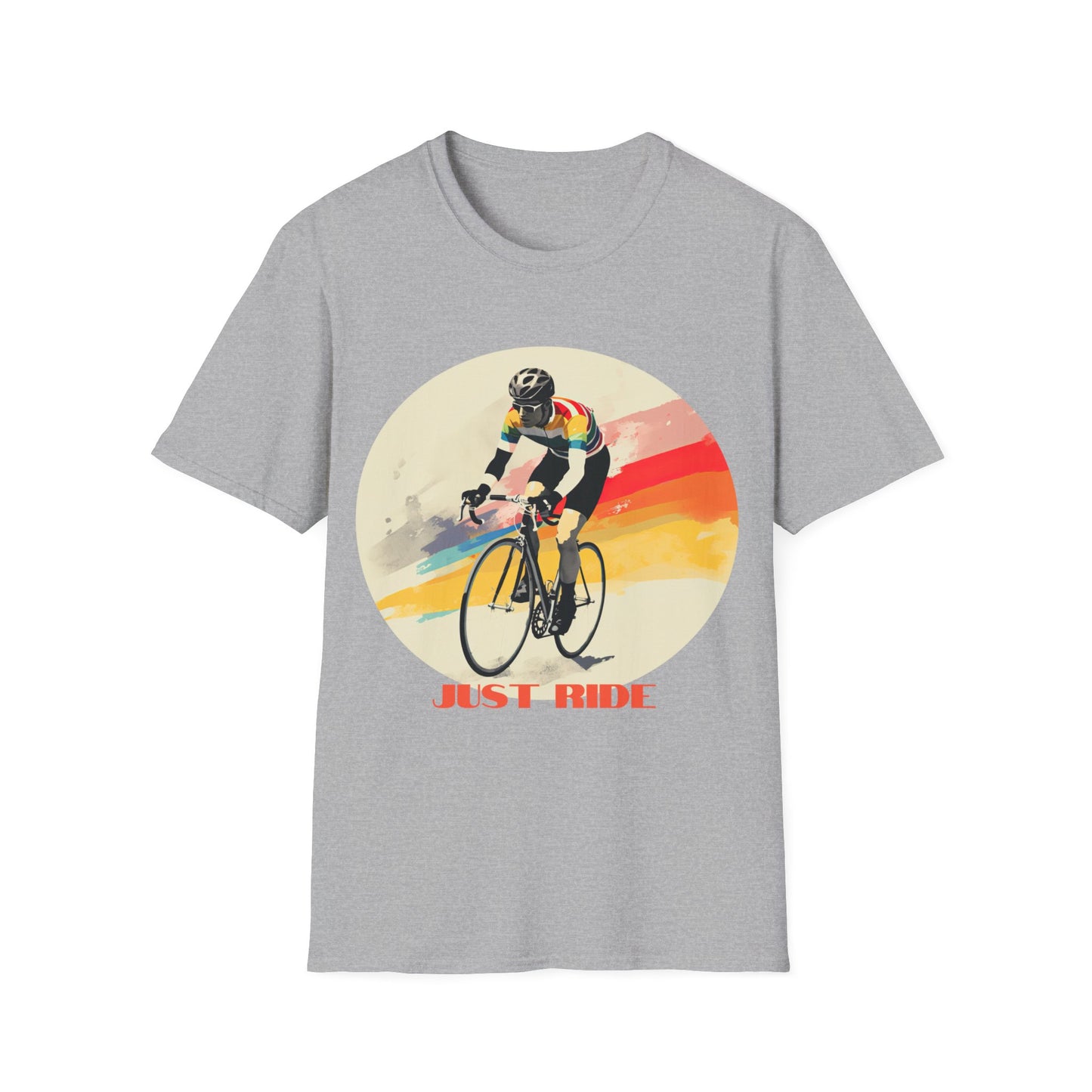 Cycle Bicycle Gift, Just Ride T Shirt, Colorful Cycling Shirt Mens Woman's Unisex Shirt, Softstyle T-Shirt Tee Teeshirt