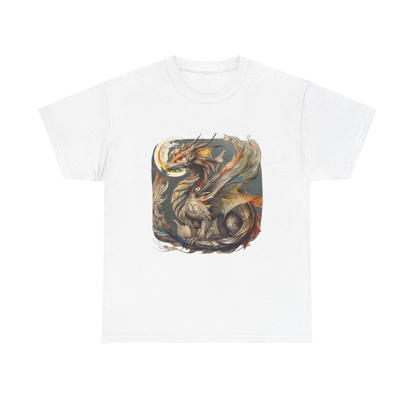 Stoney Gray Ancient Dragon Graphic Tee - Dragon T-shirt -  Dragon Lovers Unisex Heavy Cotton Tee T-Shirt