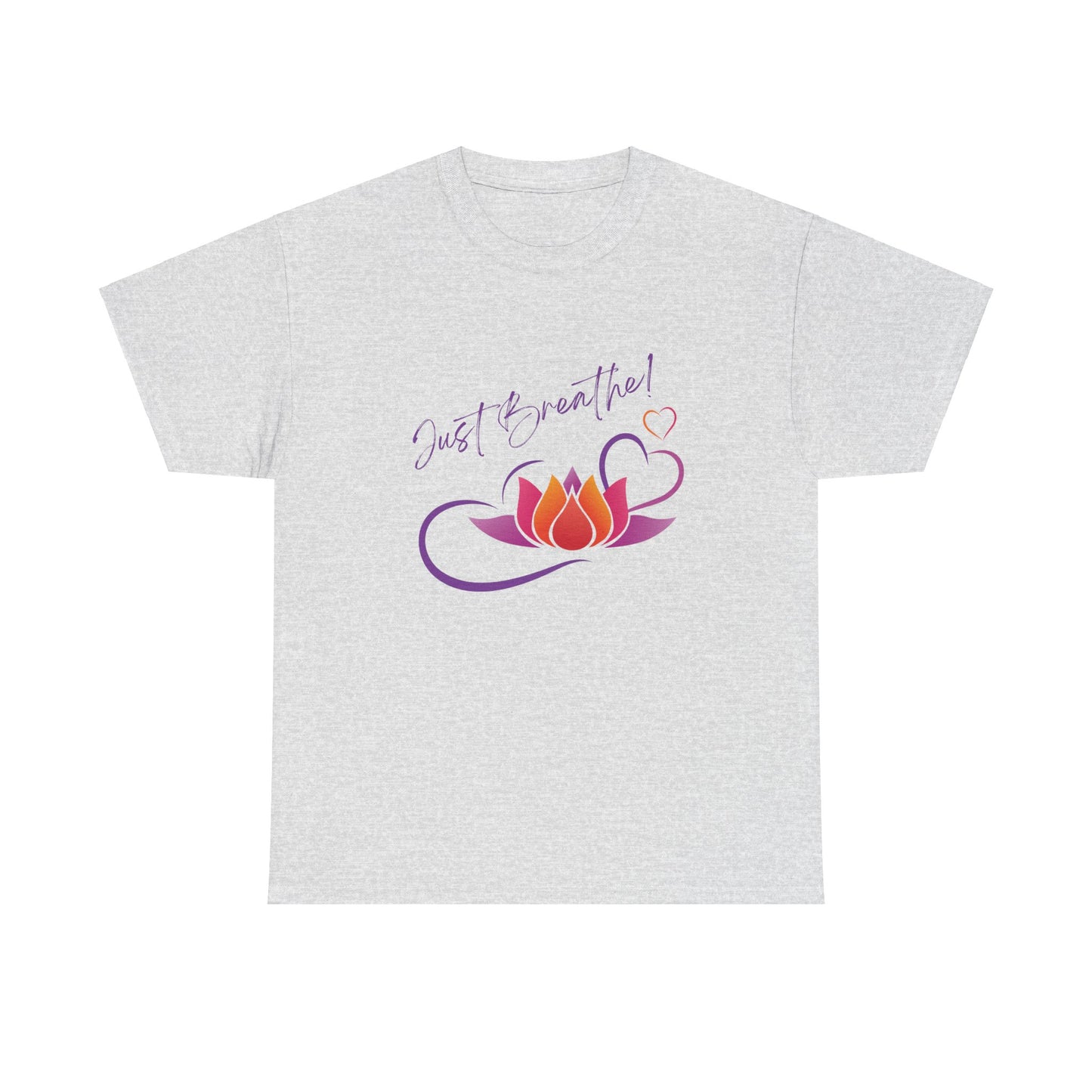 Just Breathe! Lotus Flower Hearts Tee shirt, Graphic Tees, Yoga Wear, Zen, Spiritual, Meditation Gifts Unisex Heavy Cotton  Graphic Tee T-Shirt