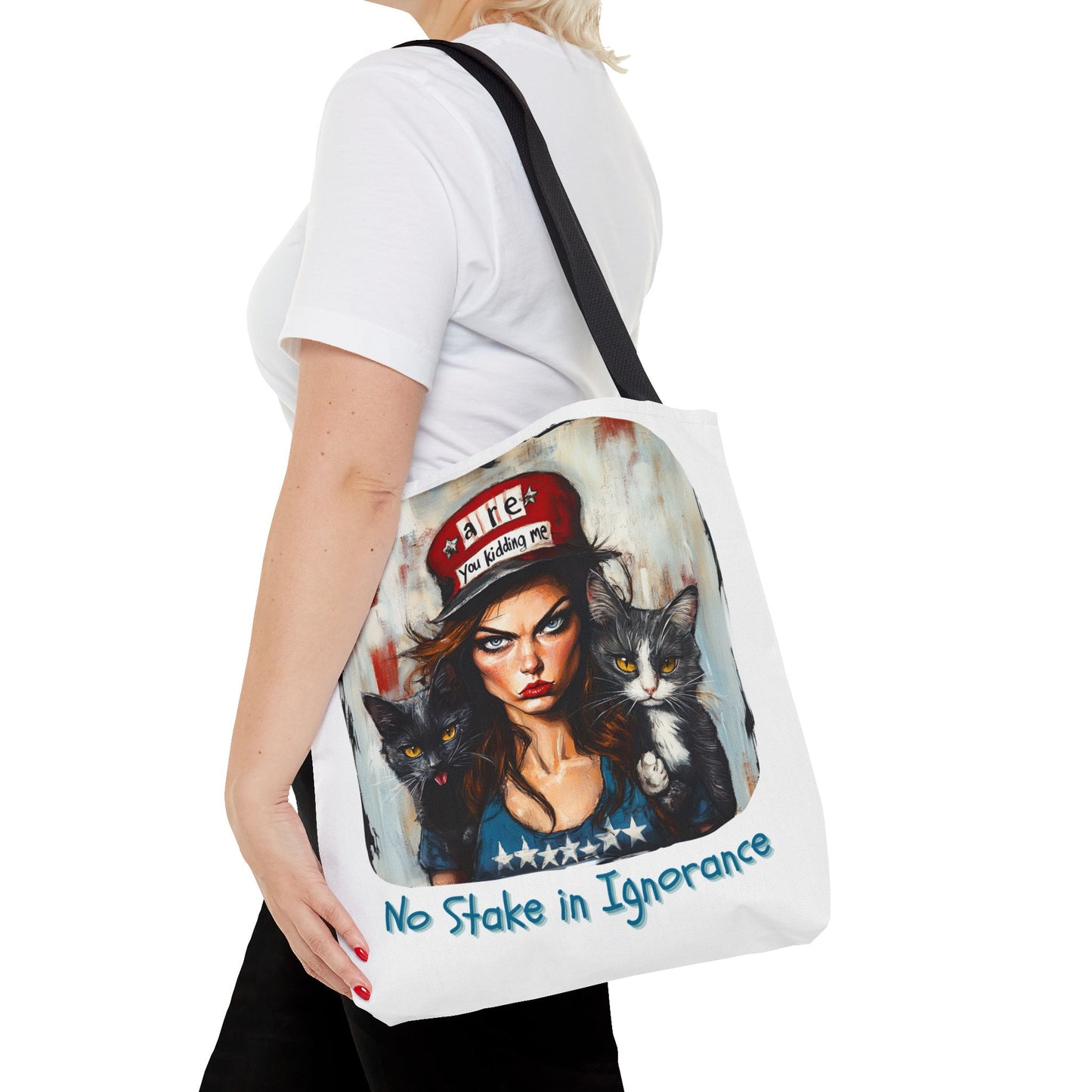 "No Stake In Ignorance" Childless Cat Lady - Childless Cat Lady Tote Bag (AOP)