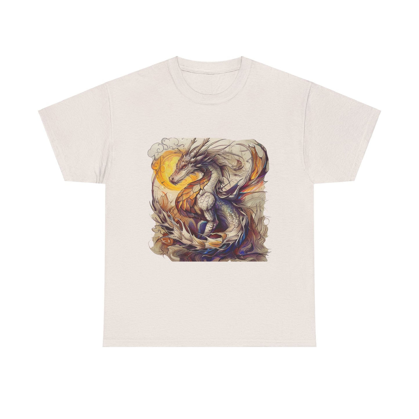 White Light Dragon Graphic Tee - Dragon T-shirt -  Dragon Lovers Unisex Heavy Cotton Tee T-Shirt