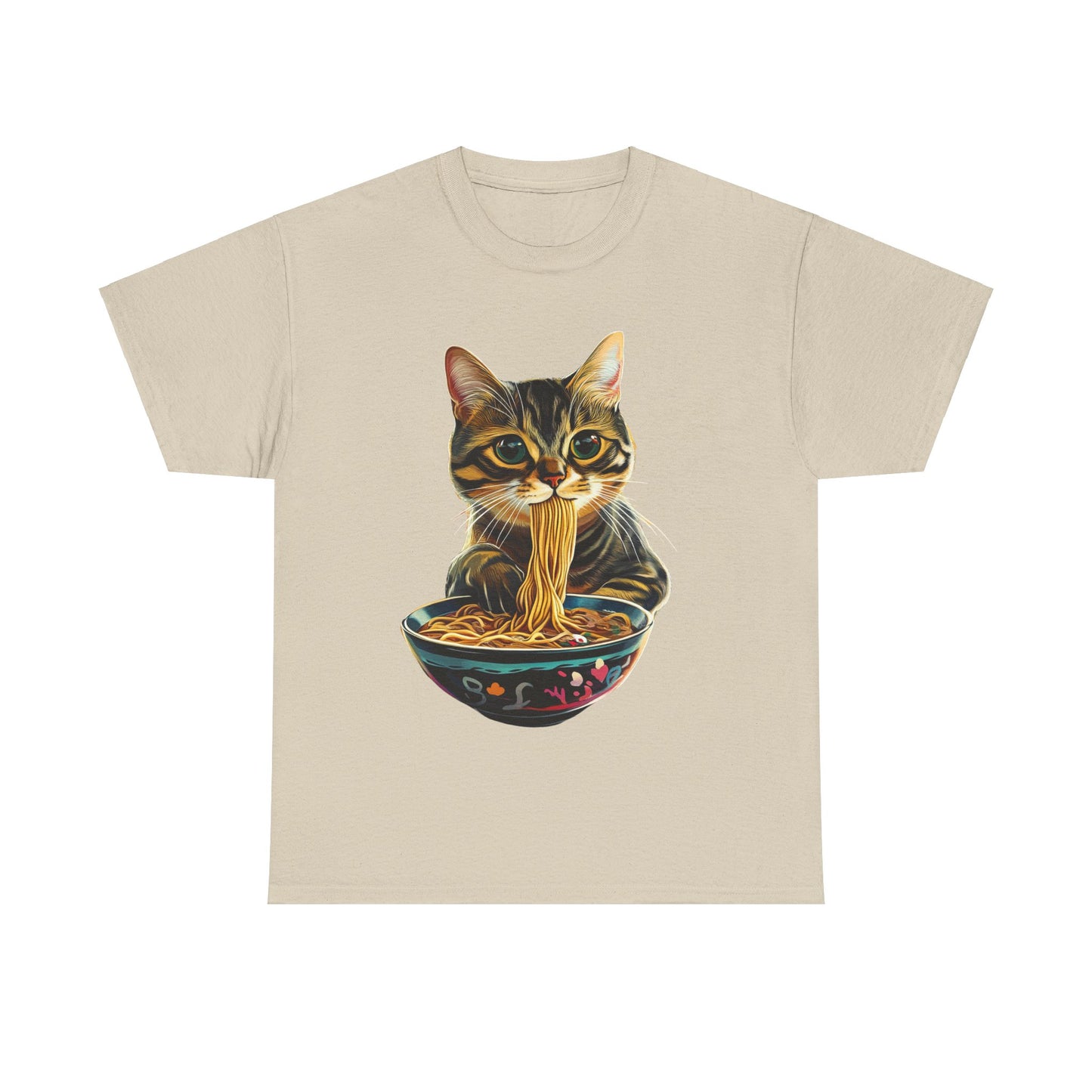 Ramen Cat (Ver 3) Cats and Ramen, Ramen Art Gift   -  Cute Cats Unisex Heavy Cotton Tee T-Shirt