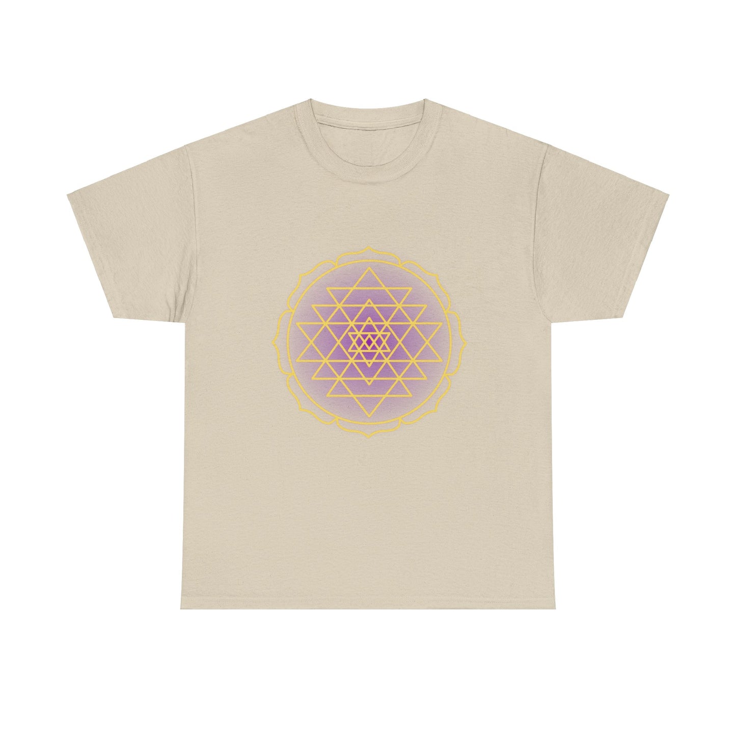 Sri Yantra, Purple Glow, Shree Yantra, Shri Chakra  Nava Chakra Shirt - Graphic Tee - Yoga, Zen, Hindu Gifts Unisex Heavy Cotton Graphic Tee T-Shirt