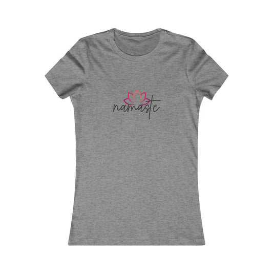 Namaste with Cutout Lotus  Yoga Meditation Shirt, Yoga Tees, Yoga Graphic T-shirt, Ladies Cut Graphic Tees