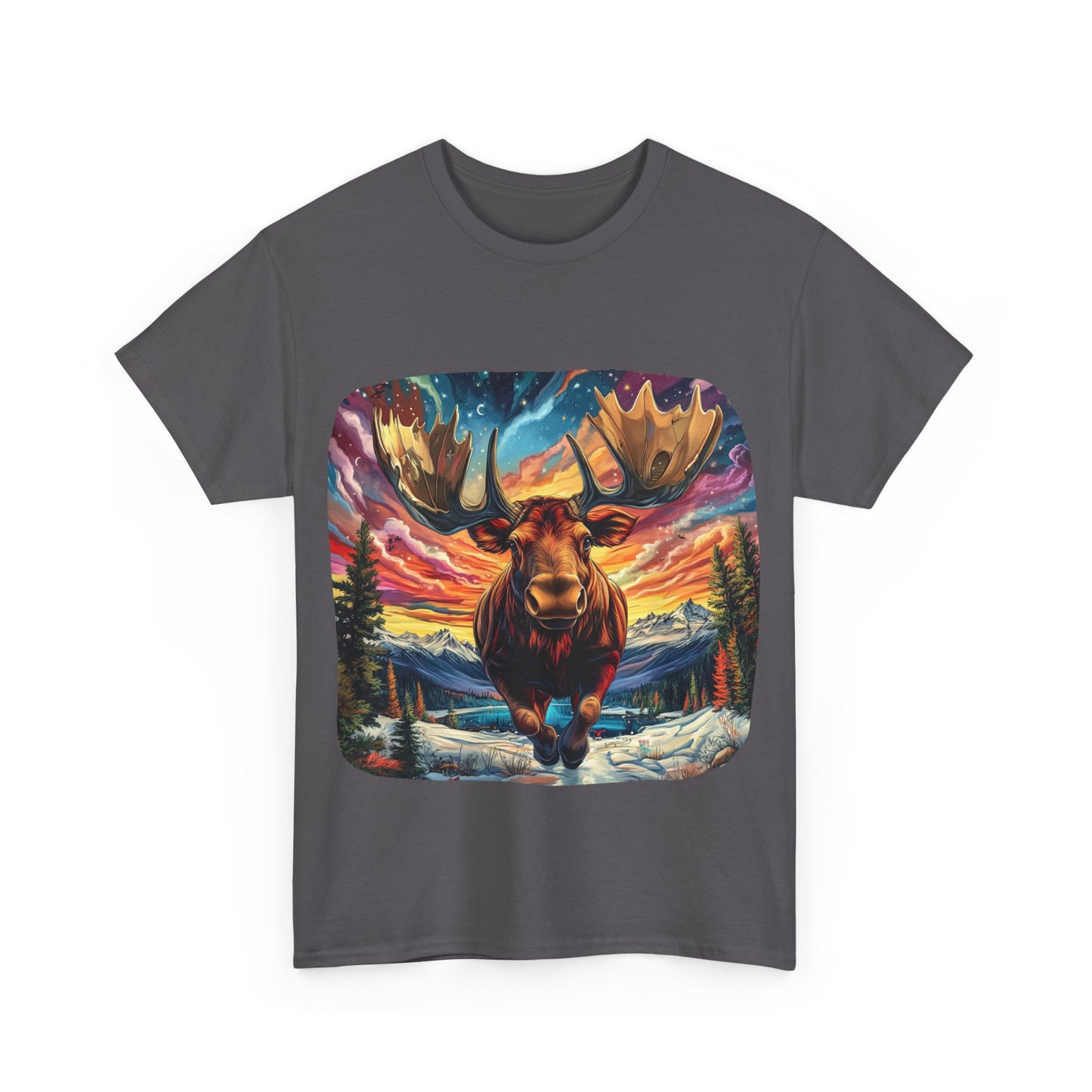 Romping Moose  - Vermont, Yukon, BC Moose - Moose Lover Unisex Heavy Cotton Tee T-Shirt