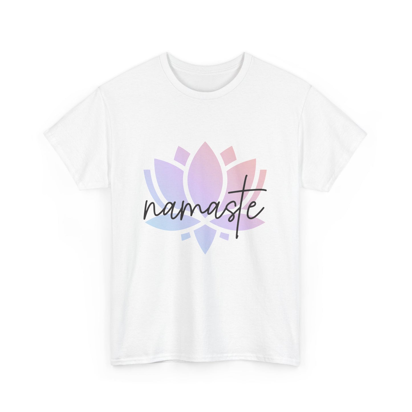 Namaste with Colorful Lotus Flower Tee shirt, Graphic Tees, Yoga Wear, Zen, Spiritual, Meditation Gifts Unisex Heavy Cotton  Graphic Tee T-Shirt