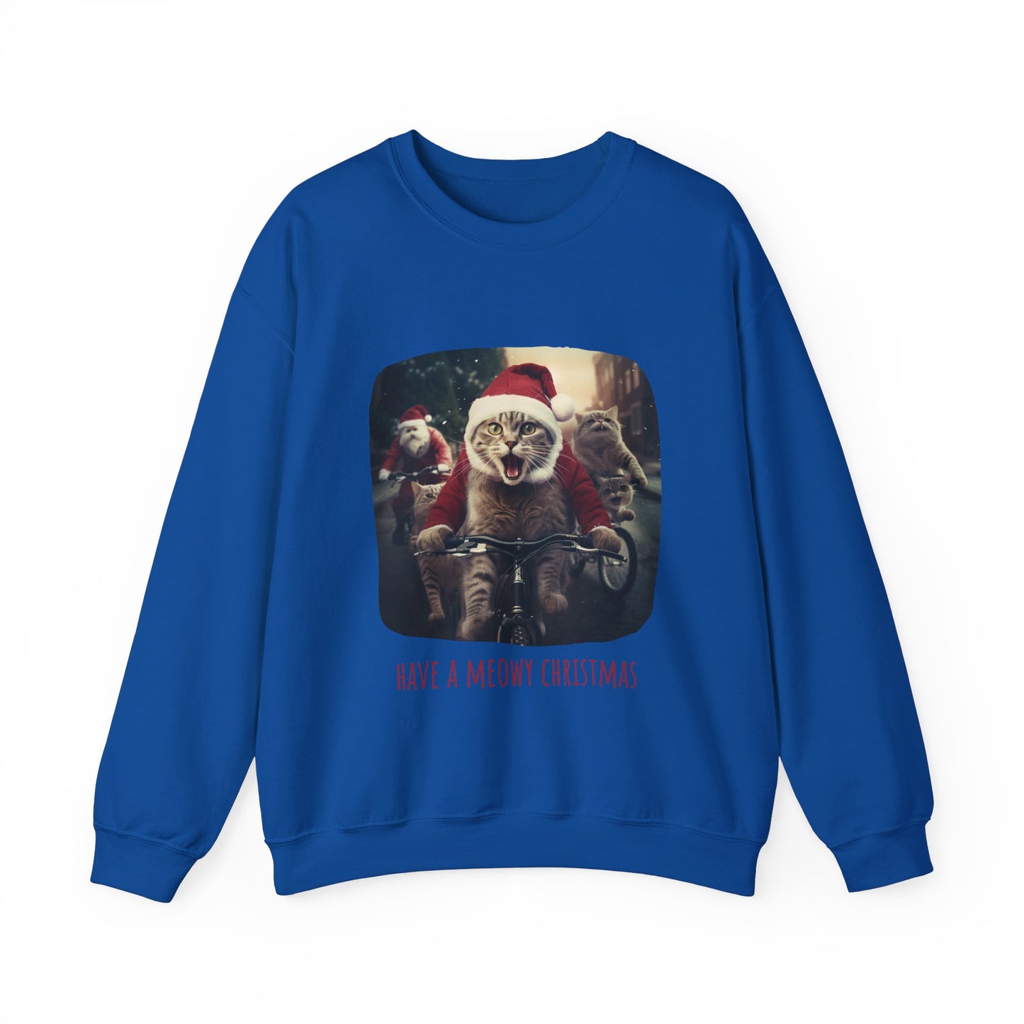 Meowy Christmas Cat, Cat Lovers Gift, Kitty Cat Christmas Shirt Unisex Sweatshirt Sweat Shirt,  Many Colors