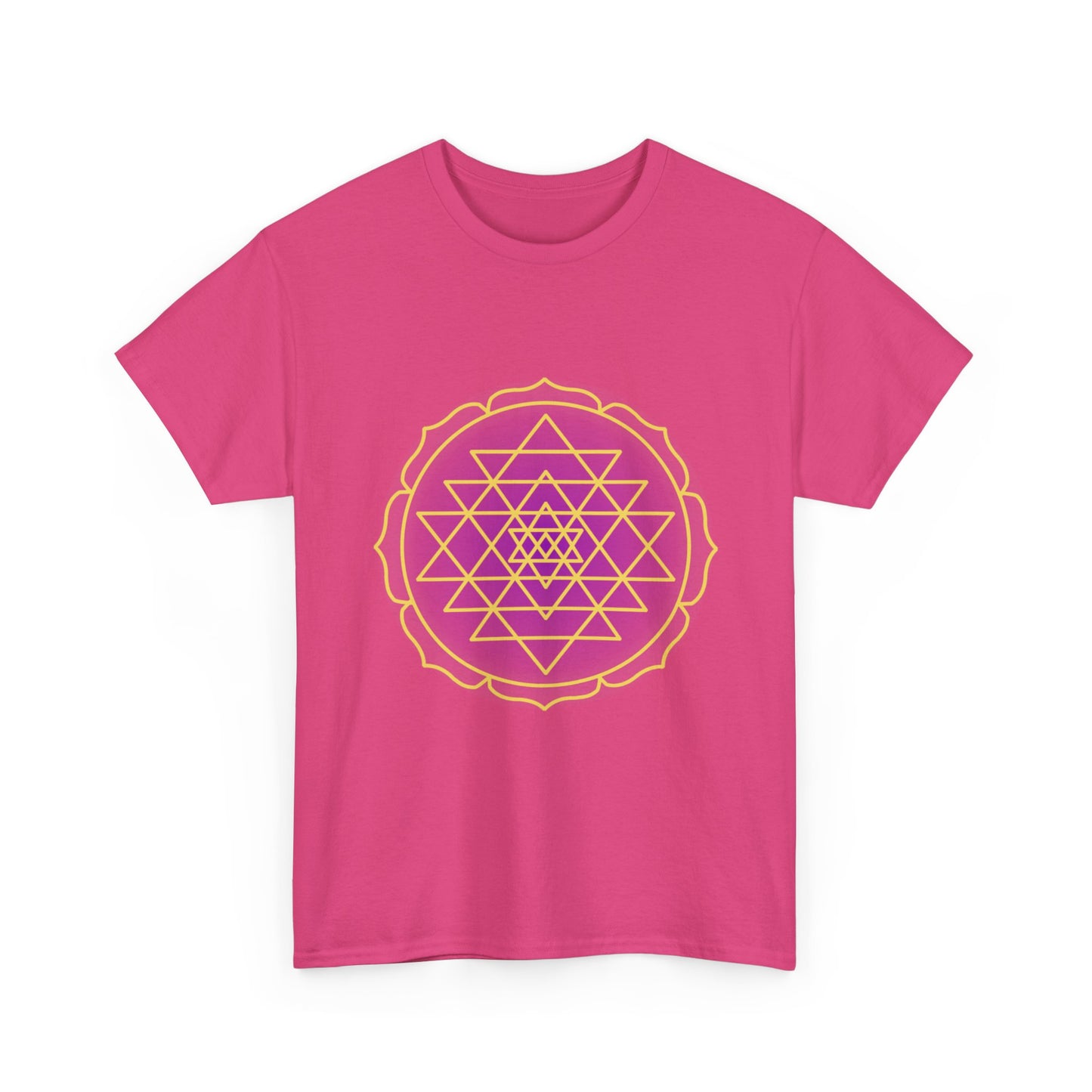 Sri Yantra, Purple Glow, Shree Yantra, Shri Chakra  Nava Chakra Shirt - Graphic Tee - Yoga, Zen, Hindu Gifts Unisex Heavy Cotton Graphic Tee T-Shirt