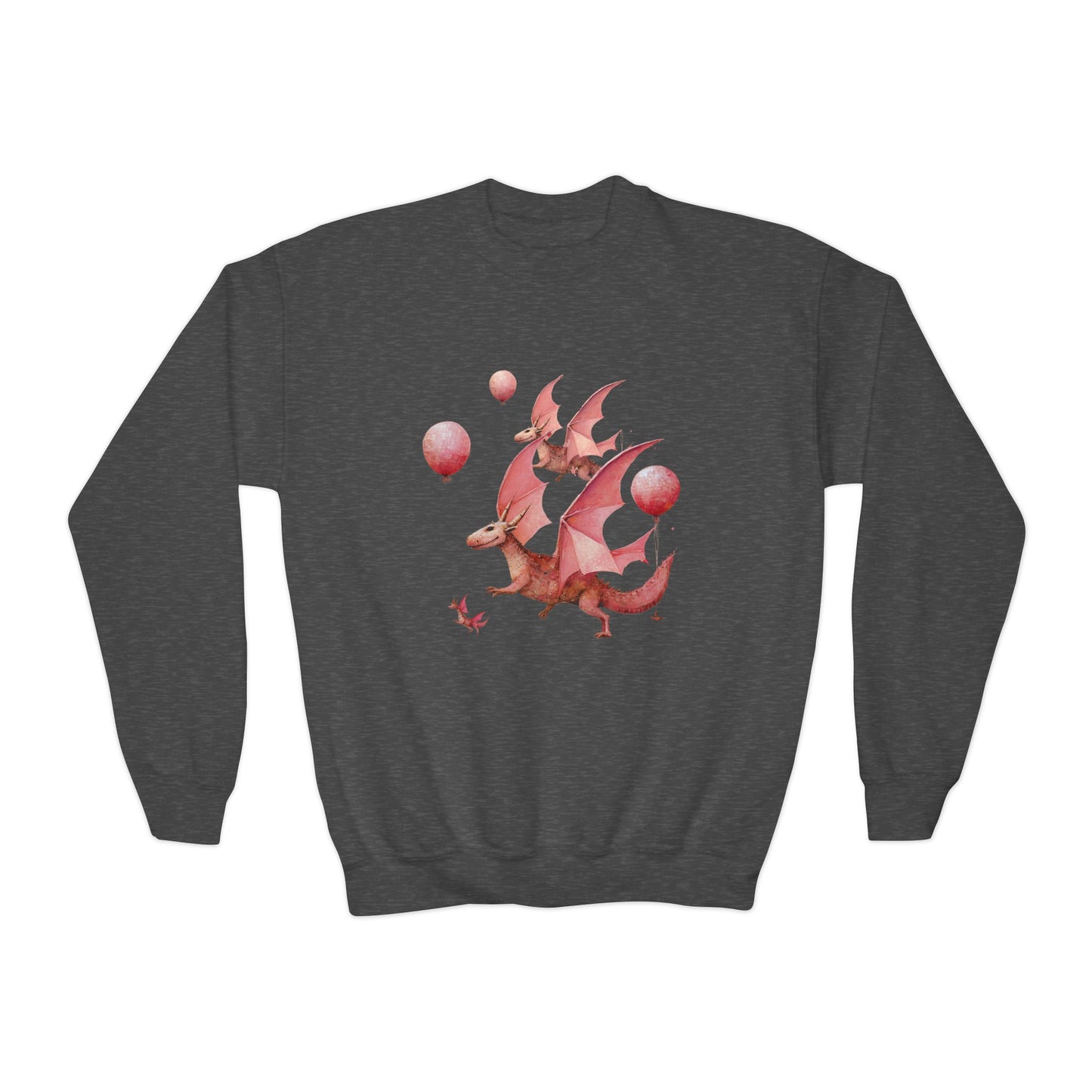 Pink Flying Dragon Sweatshirt, Dragon Lovers, Kids, Girls, Boys Youth Crewneck Sweatshirt Magic Birthday