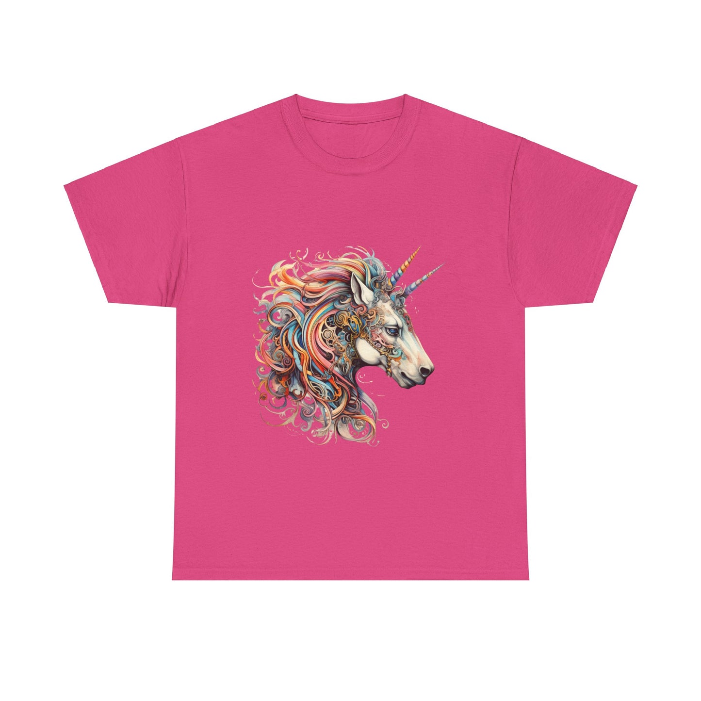 Two Horned Unicorn - Double Horn Unicorn Graphic Tee T-shirt -  Unicorn Lovers Unisex Heavy Cotton Tee T-Shirt