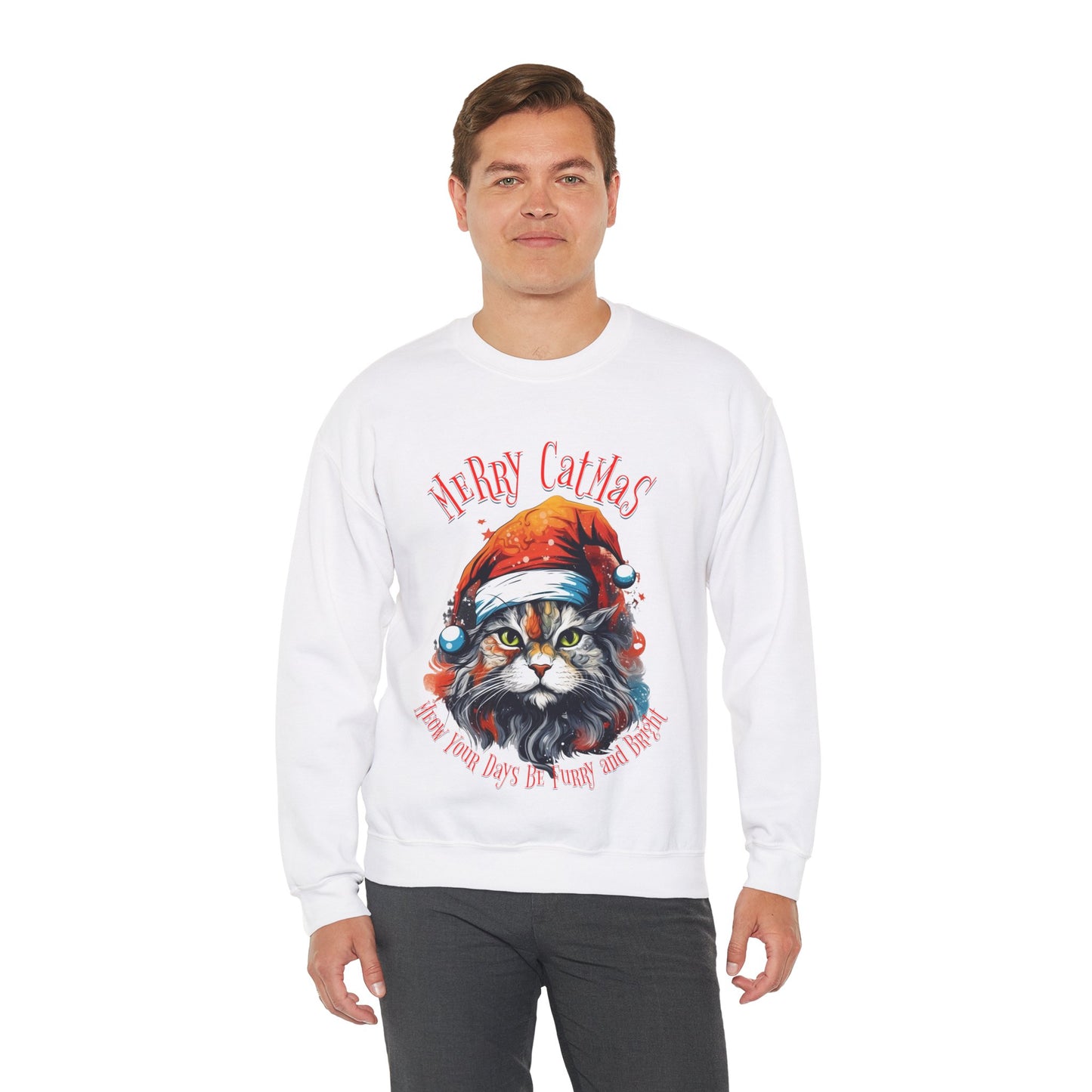 Merry Catmas Christmas Cat, Cat Lovers Gift, Kitty Cat Christmas Shirt Unisex Sweatshirt Sweat Shirt,  Many Colors