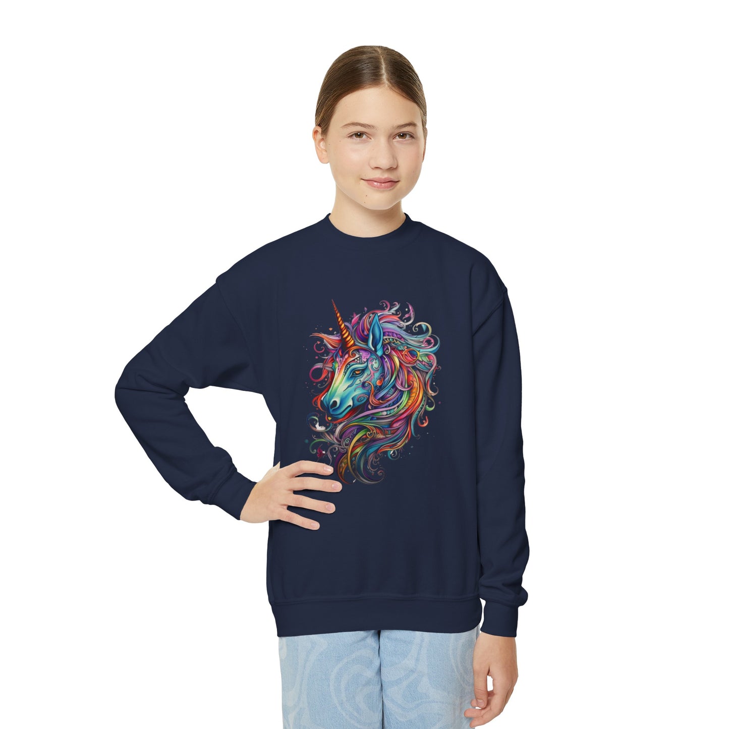 Rainbow Colors Unicorn Gifts, Unicorn Lovers, Kids, Girls, Boys Youth Crewneck Sweatshirt Magic Birthday