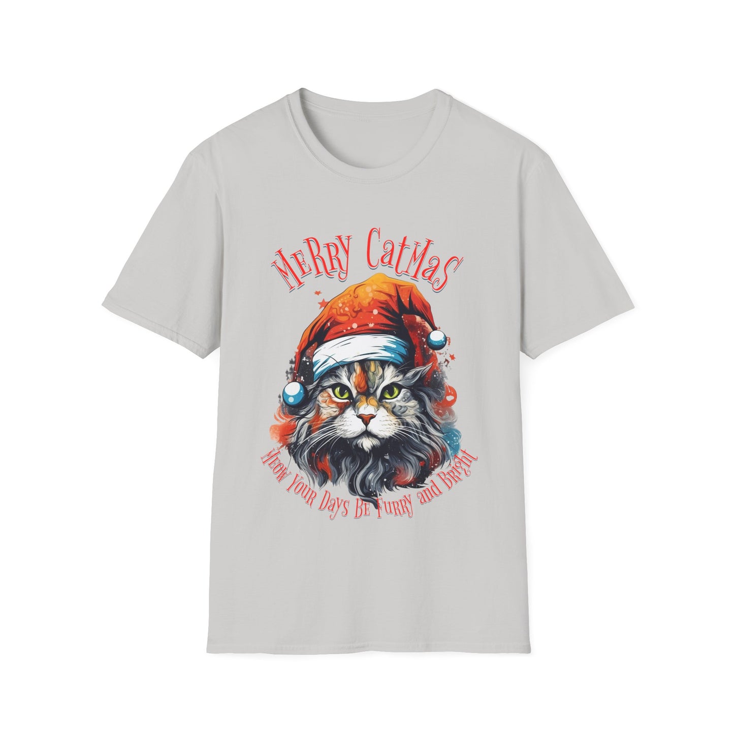 Merry Catmas, Christmas Cat Gift, Cat Lover's Shirt, Mens Woman's Unisex Shirt, Softstyle T-Shirt Tee Teeshirt Beautiful Cat Christmas Kitty Cat Shirt