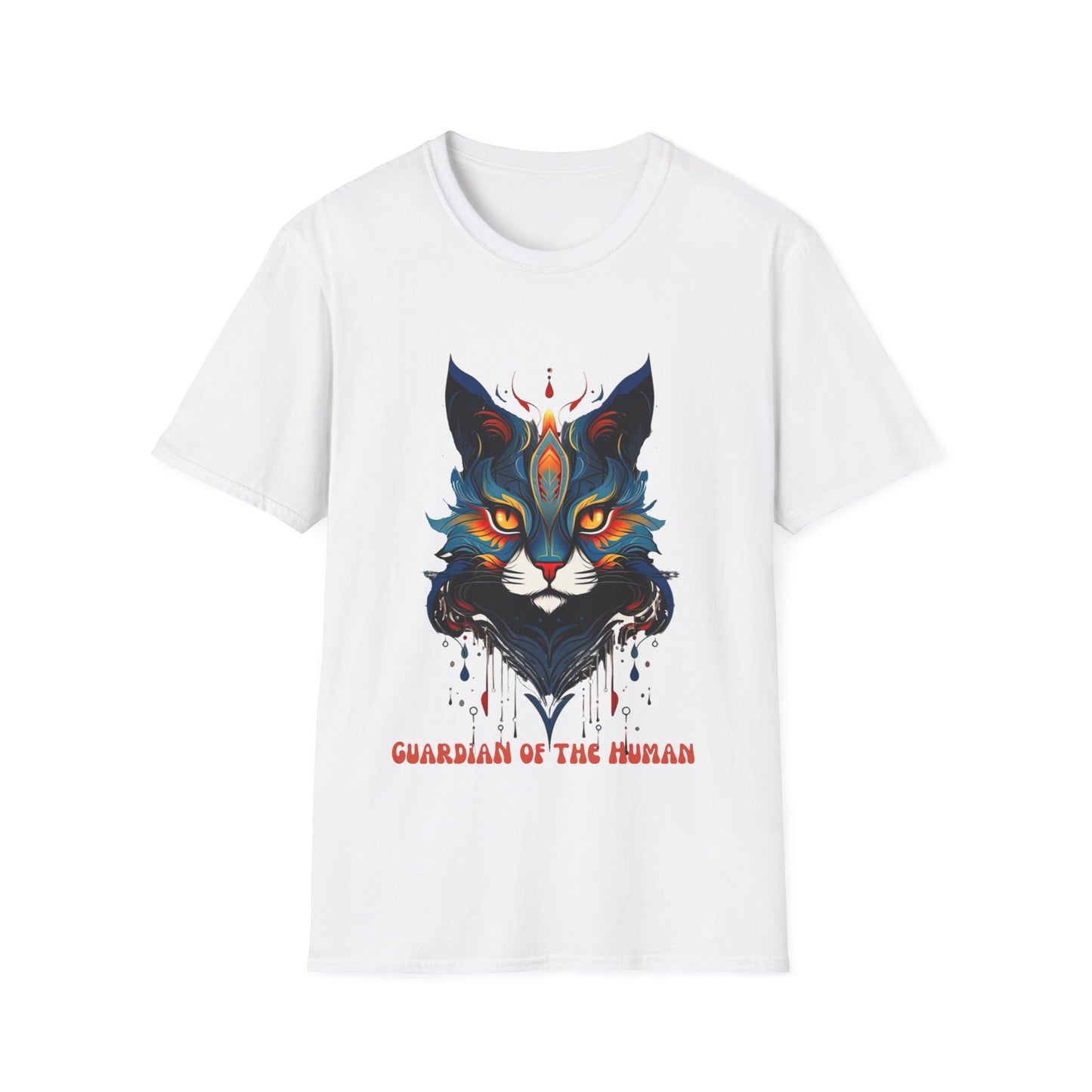 Guardian of the Human, Cat Lover's  Gift  Unisex Tee Shirt, T-Shirt Cat Lovers Gift Softstyle T-Shirt Tee Teeshirt Stylized Cat