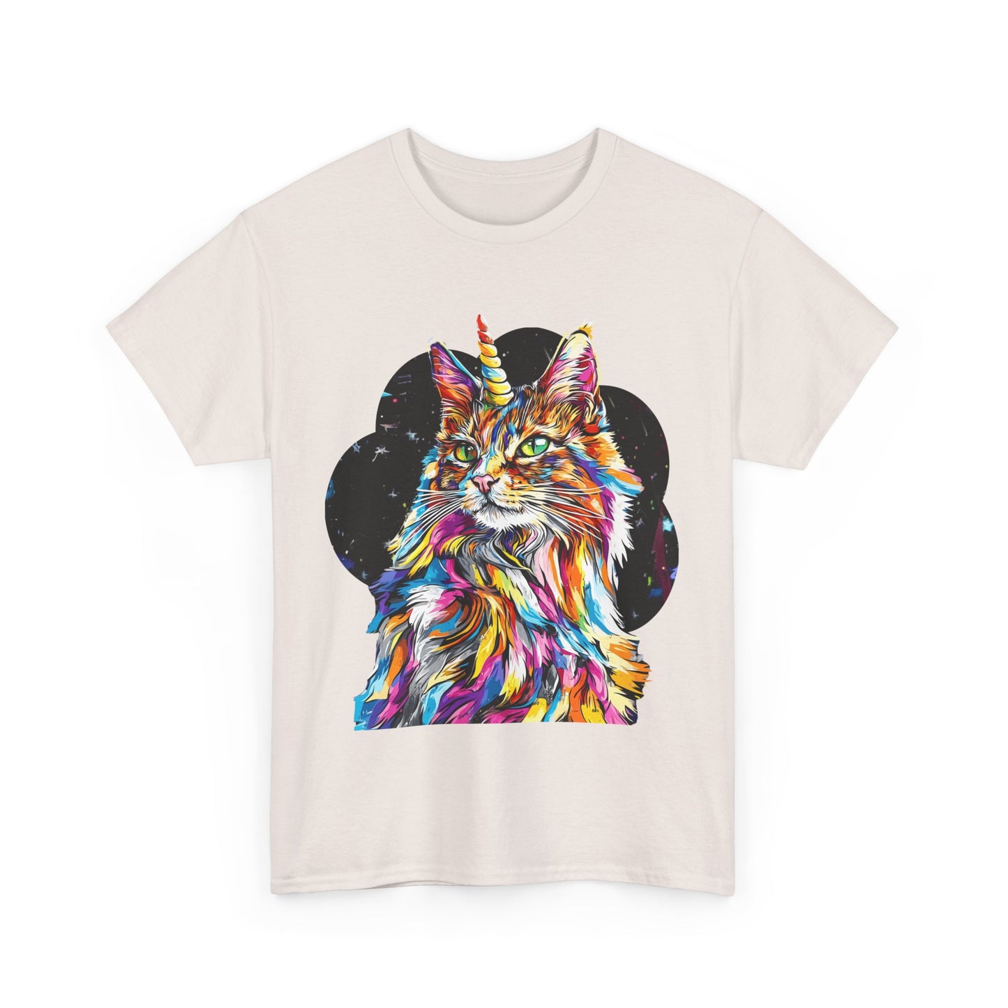 Sweet & Sassy Unicorn Cat Graphic Tee -  Cat Unicorn Mythical Creature Gift Unisex Heavy Cotton Tee T-Shirt