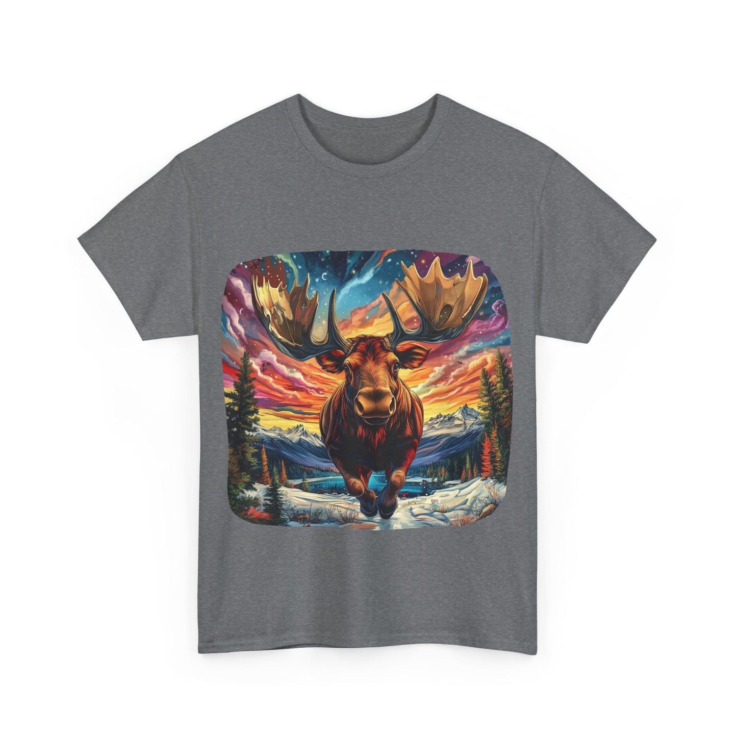Romping Moose  - Vermont, Yukon, BC Moose - Moose Lover Unisex Heavy Cotton Tee T-Shirt
