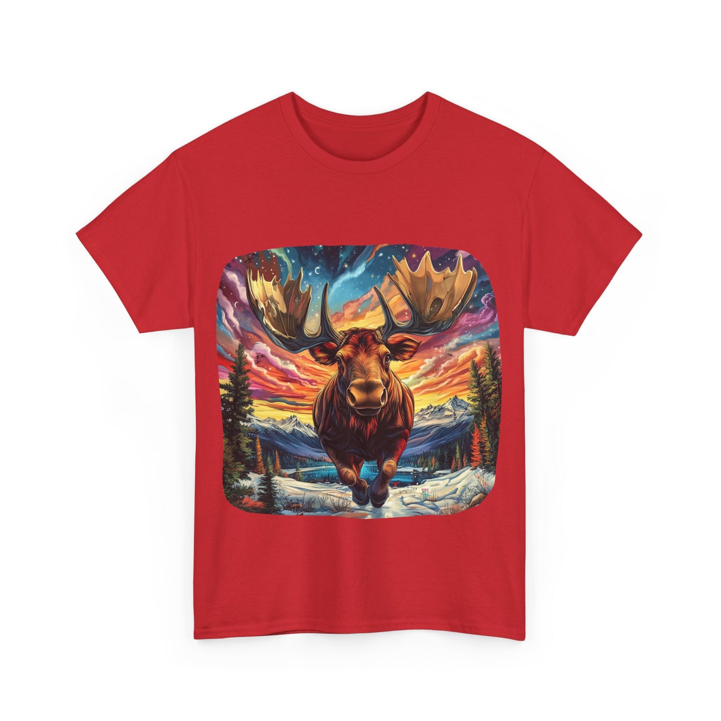 Romping Moose  - Vermont, Yukon, BC Moose - Moose Lover Unisex Heavy Cotton Tee T-Shirt