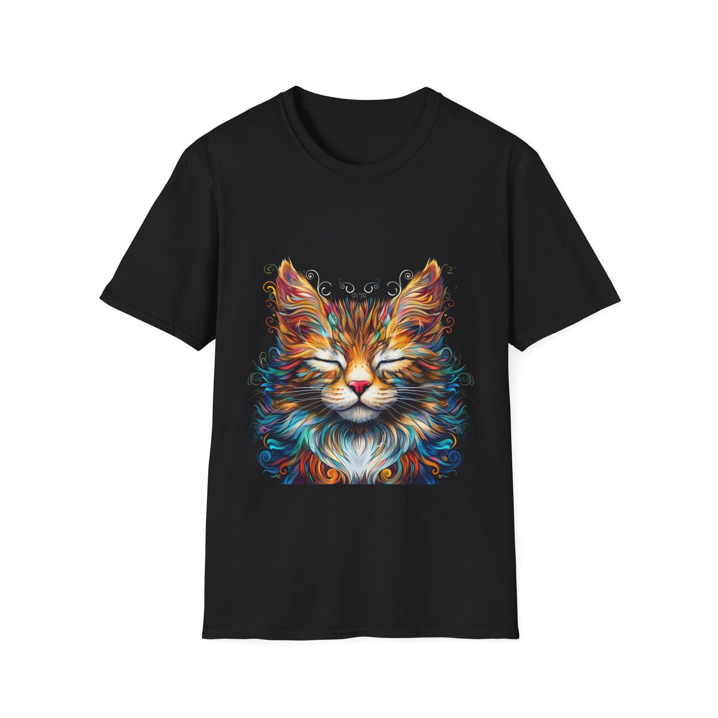 Chill Vibe Meditating Cat Shirt, Cat Lover's Graphic Tee Graphic Unisex T- Shirt, T-Shirt Cat Lovers Gift  Softstyle T-Shirt Tee Teeshirt Stylized Cat