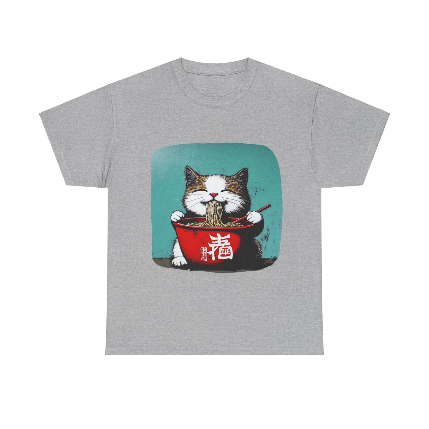 Ramen Cat, Cats and Ramen, Ramen Art Gift   -  Cute Cats Unisex Heavy Cotton Tee T-Shirt