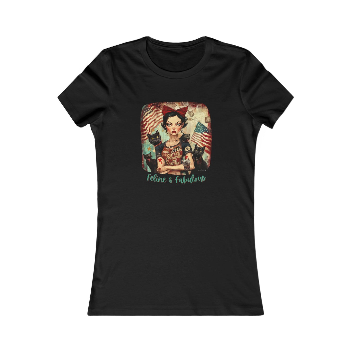 Childless Cat Lady Shirt - "Feline and Fabulous" - , Ladies Cut T's,