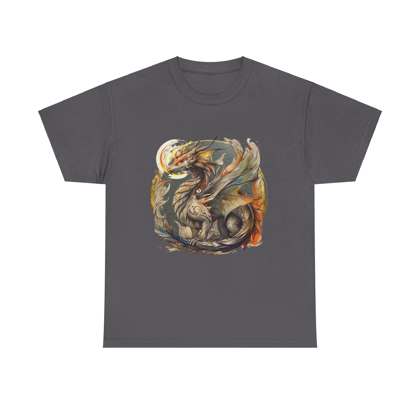 Flying Dragon Graphic Tee - Dragons and Ancestors -  Dragon Lovers Unisex Heavy Cotton Tee T-Shirt