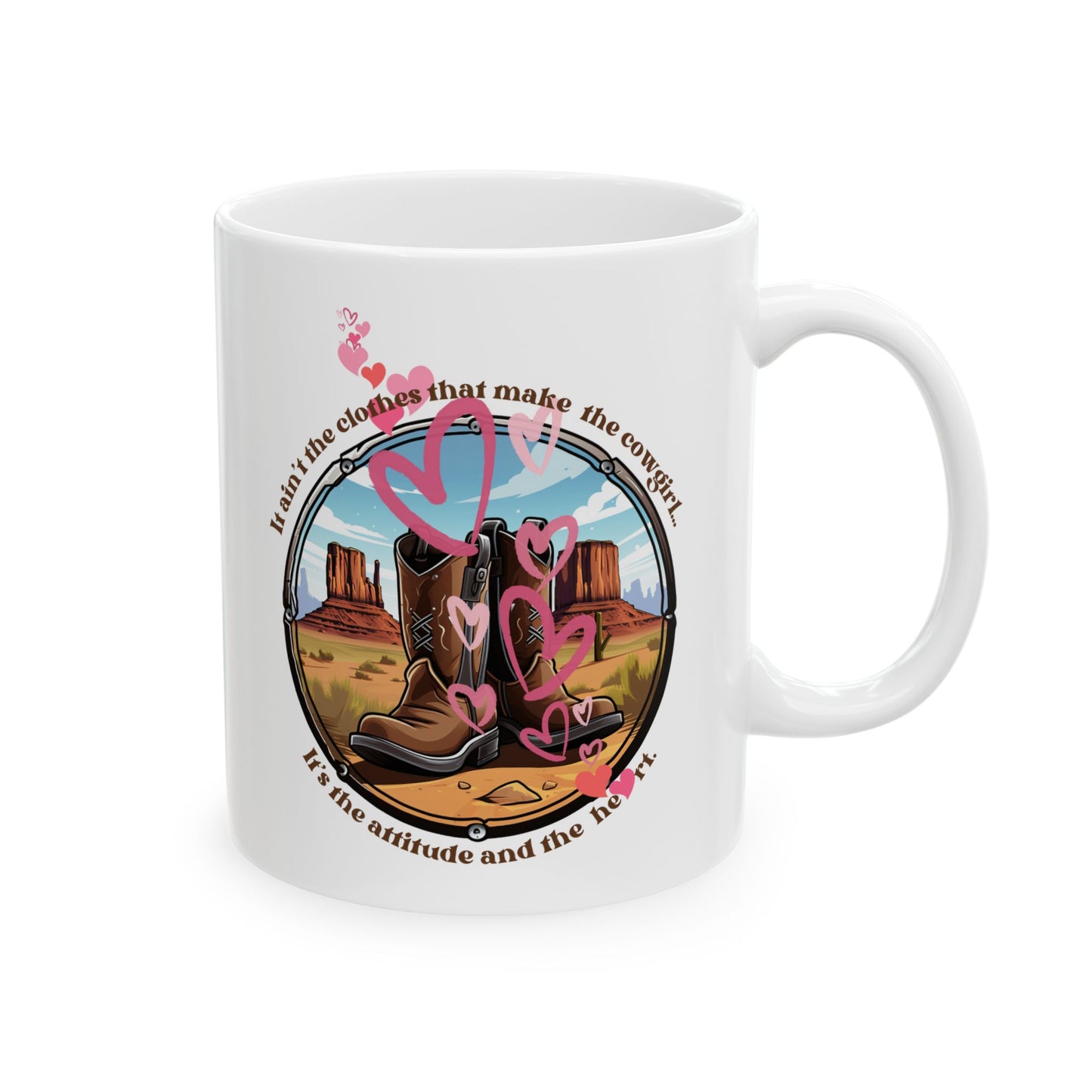 Cowgirl, Southern Heart Gift, Southwest Cowgirl Attitude Gift  Mug, Printed Art, Christmas Ceramic Mug 11oz Colorful rodeo gift