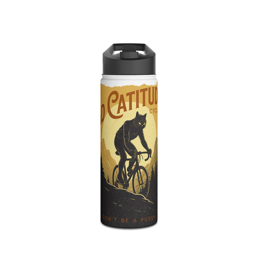 Cycling Bicycle Mountain Bike Cat Bad CatitudeStainless Steel Water Bottle, Standard Lid