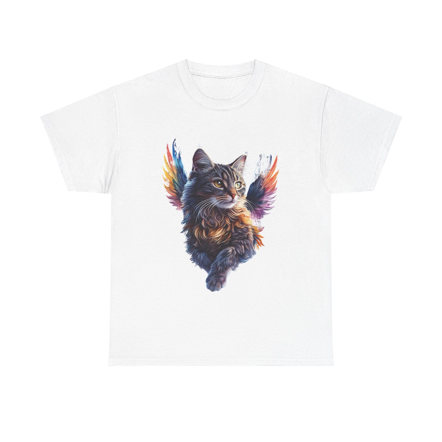 Angel Cat, Cat Memorial Cat with Angel Wings Graphic Tee-  Cat Gift Unisex Heavy Cotton Tee T-Shirt