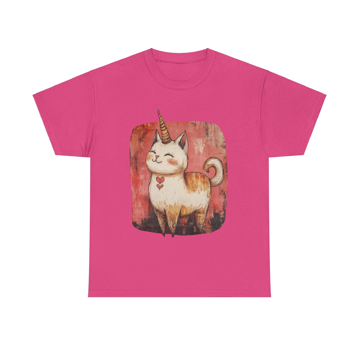 Adorable Kawaii Neko Unicorn Cat Graphic Tee -  Cat Unicorn Mythical Creature Gift Unisex Adult Size Heavy Cotton Tee T-Shirt