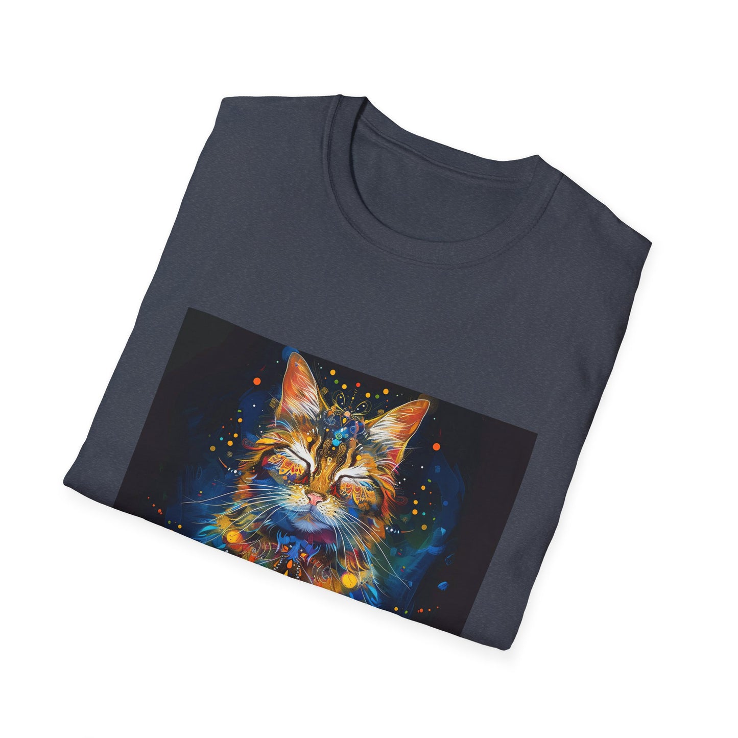 Meditating Cat Graphic Yoga Shirt, Cat Lover's Graphic Tee Graphic Unisex T- Shirt, T-Shirt Cat Lovers Gift  Softstyle T-Shirt Tee Teeshirt Stylized Cat